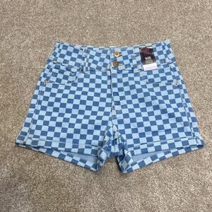Y2K 00s streetwear grunge Checkerboard Highwaisted Corset Short sz 11 Festival